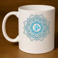 Blue Om Meditation Mandala 11oz C Handle Ceramic Mug