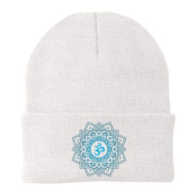 Blue Om Meditation Mandala Knit Cap Winter Beanie