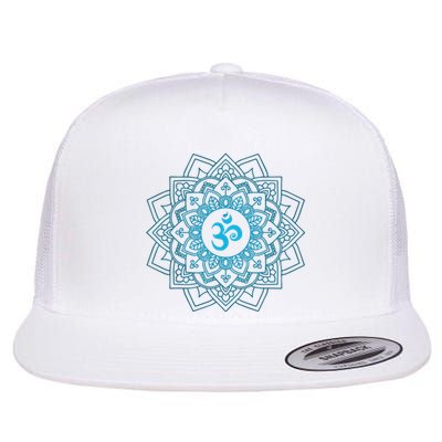 Blue Om Meditation Mandala Flat Bill Trucker Hat