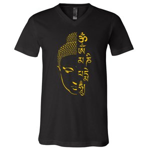 Buddha Om Mani Padme Hum Mantra V-Neck T-Shirt