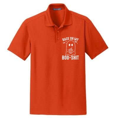 Back On My Booshit Funny Boo Ghost Halloween Costume Gift Dry Zone Grid Polo