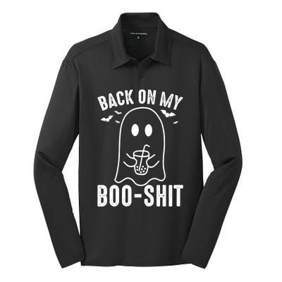 Back On My Booshit Funny Boo Ghost Halloween Costume Gift Silk Touch Performance Long Sleeve Polo