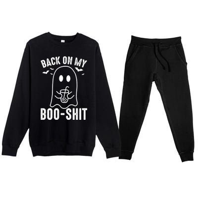 Back On My Booshit Funny Boo Ghost Halloween Costume Gift Premium Crewneck Sweatsuit Set