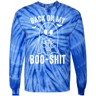 Back On My Booshit Funny Boo Ghost Halloween Costume Gift Tie-Dye Long Sleeve Shirt