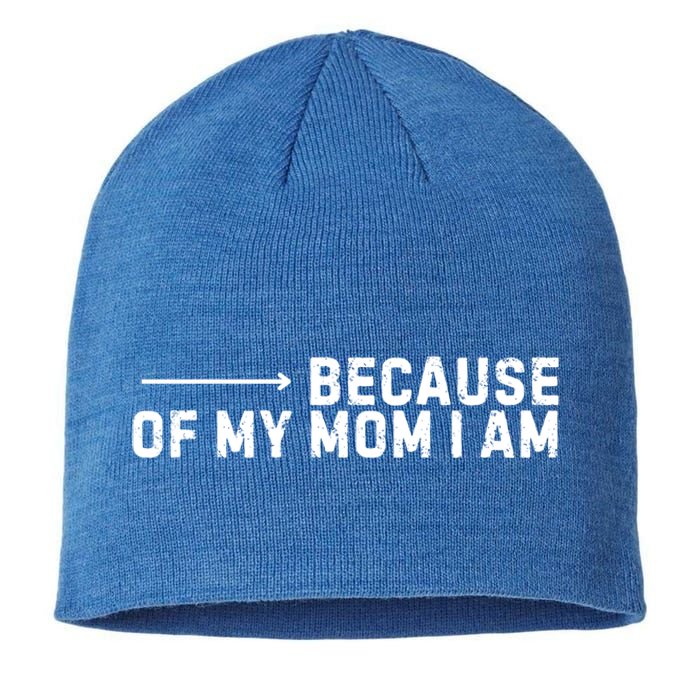 Because Of My Mom I Am MotherS Day Funny Gift For Mom Grandma Cool Gift Sustainable Beanie