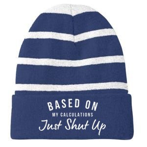 Based On My Calculations Just Shut Up Striped Beanie with Solid Band