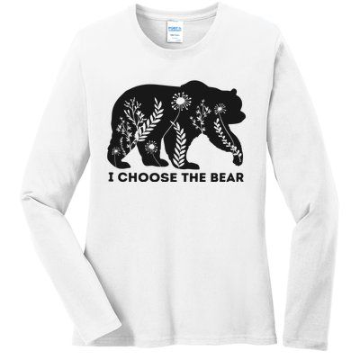 Bears Or Man I Choose The Bear Ladies Long Sleeve Shirt