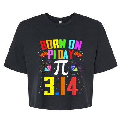 Born On March 14 Happy Pi Day Birthday Math Teacher Bella+Canvas Jersey Crop Tee