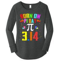 Born On March 14 Happy Pi Day Birthday Math Teacher Women's Perfect Tri Tunic Long Sleeve Shirt