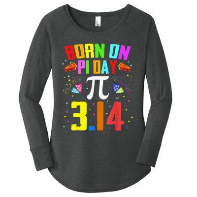 Born On March 14 Happy Pi Day Birthday Math Teacher Women's Perfect Tri Tunic Long Sleeve Shirt