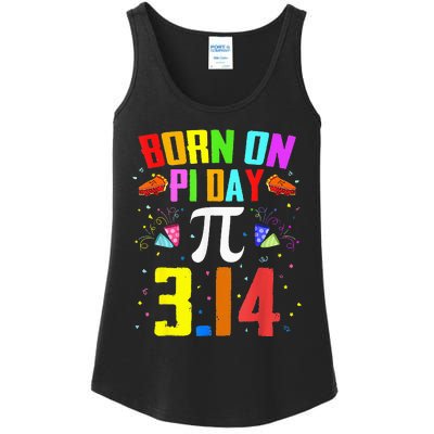 Born On March 14 Happy Pi Day Birthday Math Teacher Ladies Essential Tank