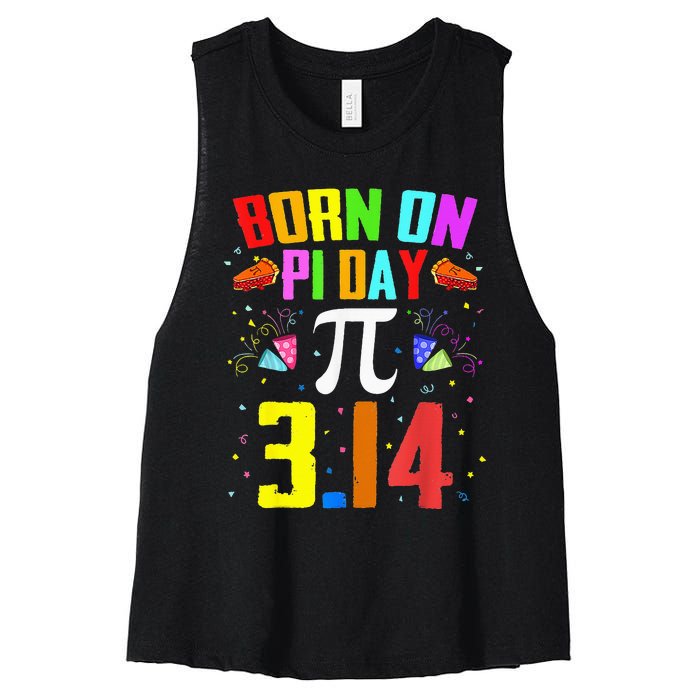 Born On March 14 Happy Pi Day Birthday Math Teacher Women's Racerback Cropped Tank