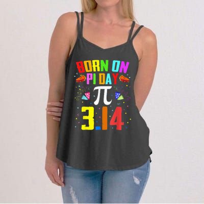 Born On March 14 Happy Pi Day Birthday Math Teacher Women's Strappy Tank