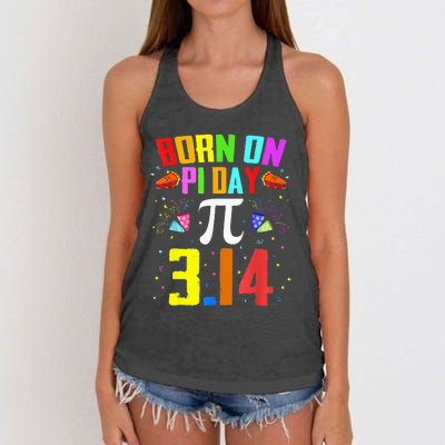 Born On March 14 Happy Pi Day Birthday Math Teacher Women's Knotted Racerback Tank