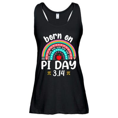 Born On March 14 Happy Pi Day Birthday Math Teacher Gift Ladies Essential Flowy Tank