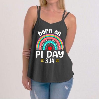 Born On March 14 Happy Pi Day Birthday Math Teacher Gift Women's Strappy Tank