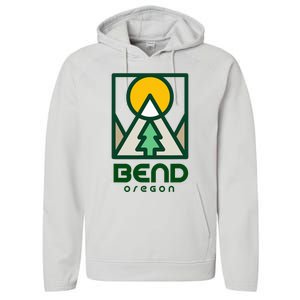 Bend Oregon Mountain Sunset Vacation Performance Fleece Hoodie