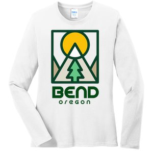 Bend Oregon Mountain Sunset Vacation Ladies Long Sleeve Shirt