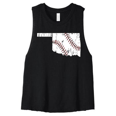 Baseball Oklahoma Mom Dad Grandparents Women's Racerback Cropped Tank