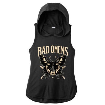 B.Ad Omens Moth Ladies PosiCharge Tri-Blend Wicking Draft Hoodie Tank