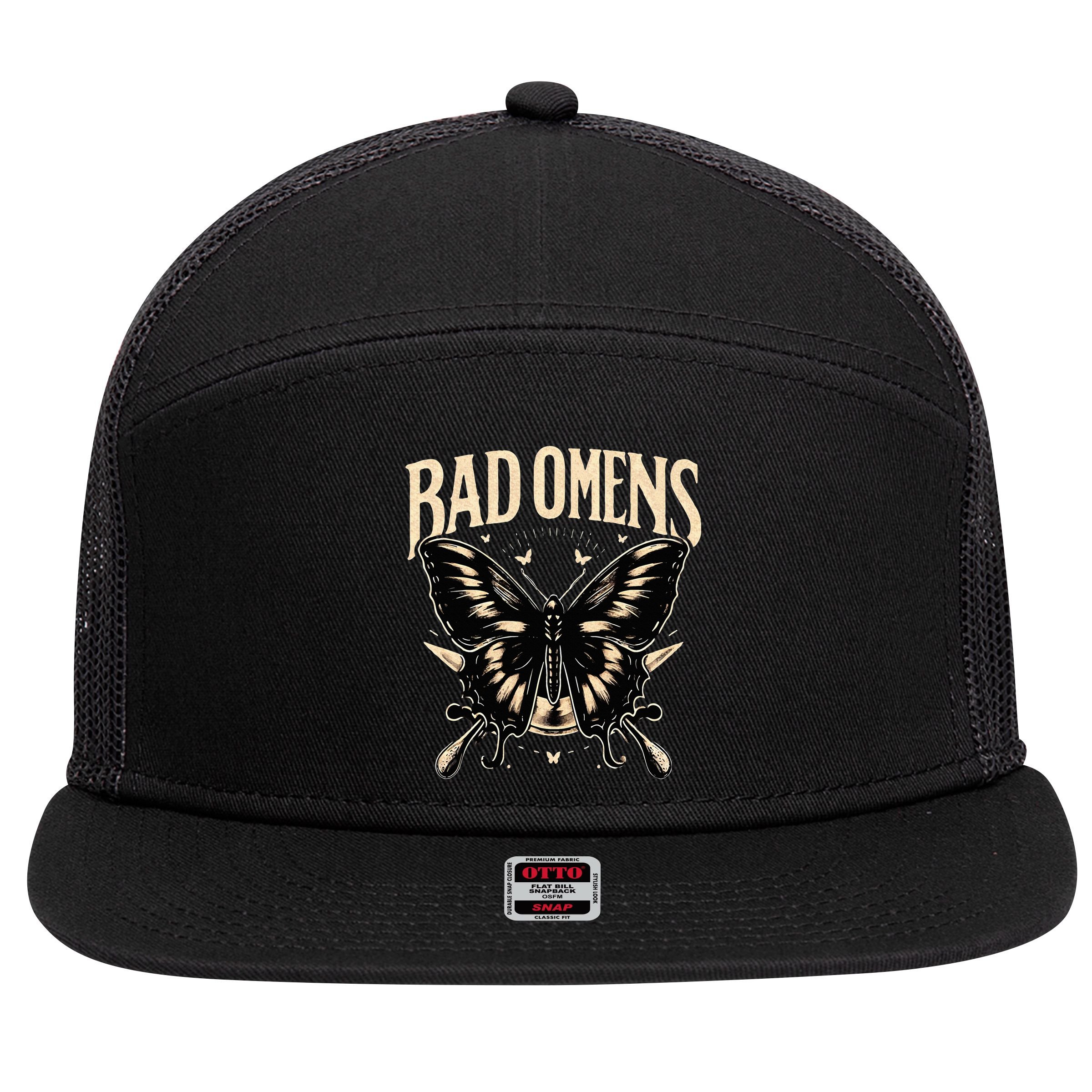 B.Ad Omens Moth 7 Panel Mesh Trucker Snapback Hat