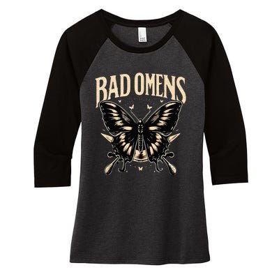 B.Ad Omens Moth Women's Tri-Blend 3/4-Sleeve Raglan Shirt