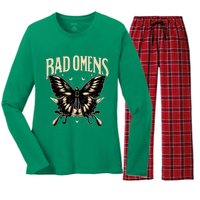 B.Ad Omens Moth Women's Long Sleeve Flannel Pajama Set 