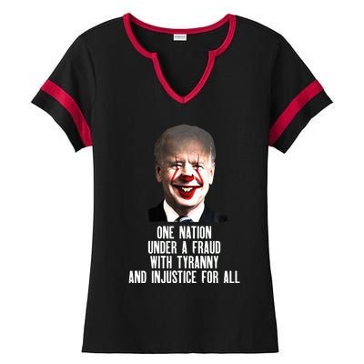 Biden One Nation Under A Fraud Ladies Halftime Notch Neck Tee