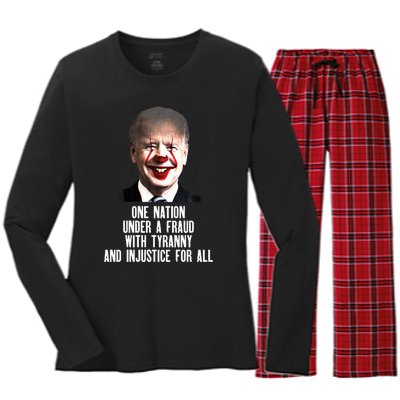 Biden One Nation Under A Fraud Women's Long Sleeve Flannel Pajama Set 