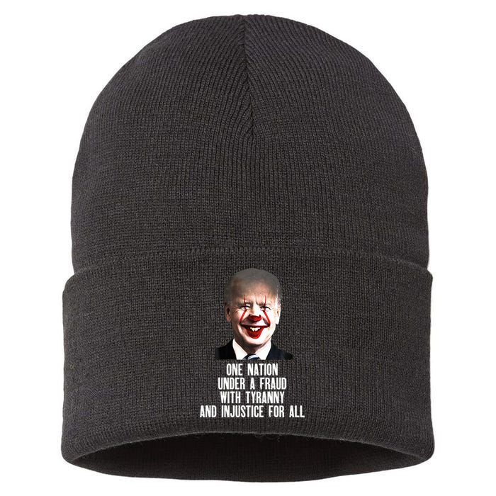 Biden One Nation Under A Fraud Sustainable Knit Beanie