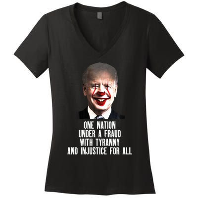 Biden One Nation Under A Fraud Women's V-Neck T-Shirt