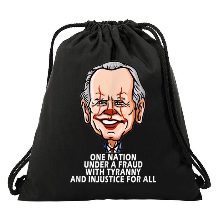 Biden One Nation Under A Fraud With Tyranny Drawstring Bag