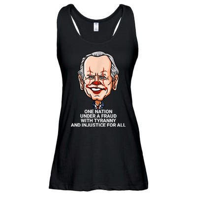 Biden One Nation Under A Fraud With Tyranny Ladies Essential Flowy Tank