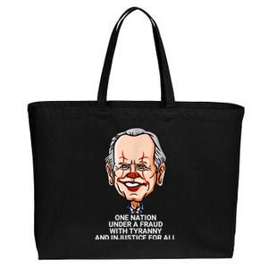 Biden One Nation Under A Fraud With Tyranny Cotton Canvas Jumbo Tote