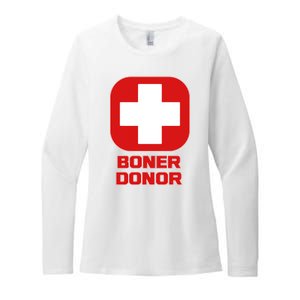 Boner Donor Womens CVC Long Sleeve Shirt