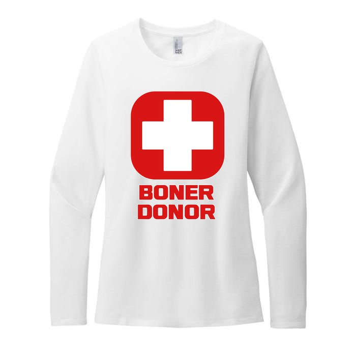 Boner Donor Womens CVC Long Sleeve Shirt