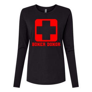 Boner Donor Adult Humor Womens Cotton Relaxed Long Sleeve T-Shirt