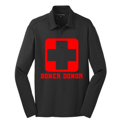 Boner Donor Adult Humor Silk Touch Performance Long Sleeve Polo