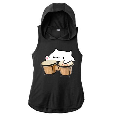 Bongo Cat Ladies PosiCharge Tri-Blend Wicking Draft Hoodie Tank