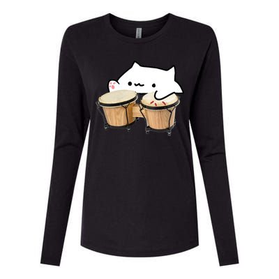 Bongo Cat Womens Cotton Relaxed Long Sleeve T-Shirt