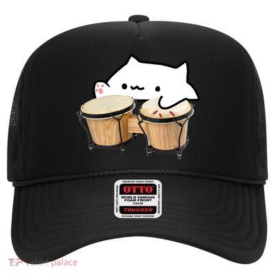 Bongo Cat High Crown Mesh Back Trucker Hat
