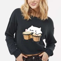 Bongo Cat Cropped Pullover Crew
