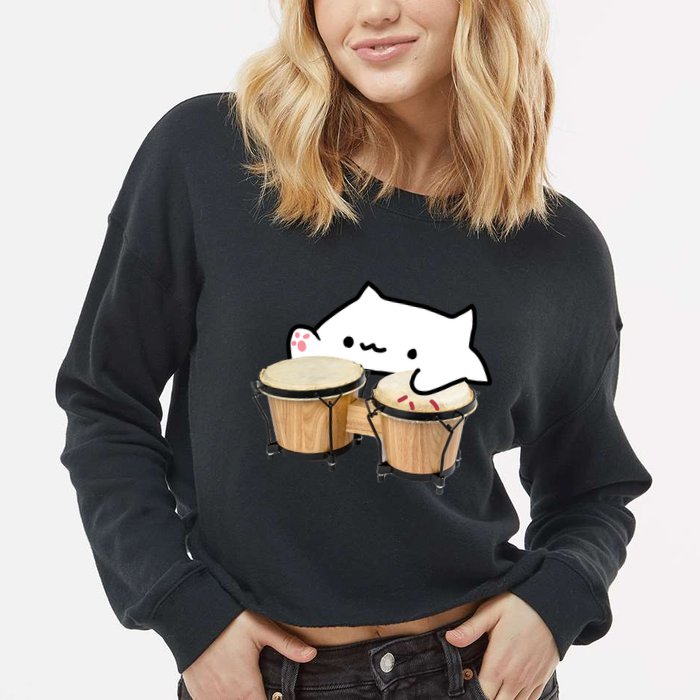 Bongo Cat Cropped Pullover Crew