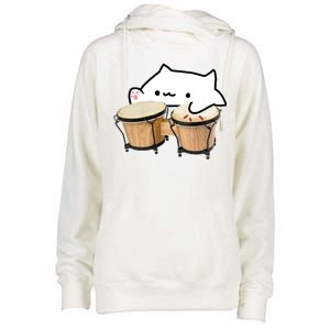 Bongo Cat Womens Funnel Neck Pullover Hood