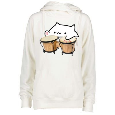 Bongo Cat Womens Funnel Neck Pullover Hood