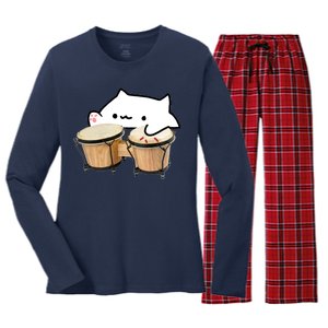 Bongo Cat Women's Long Sleeve Flannel Pajama Set 