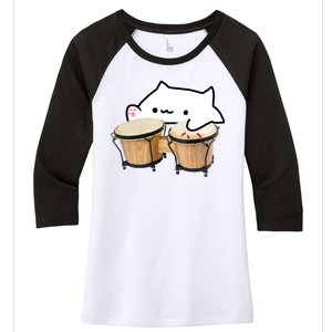 Bongo Cat Women's Tri-Blend 3/4-Sleeve Raglan Shirt