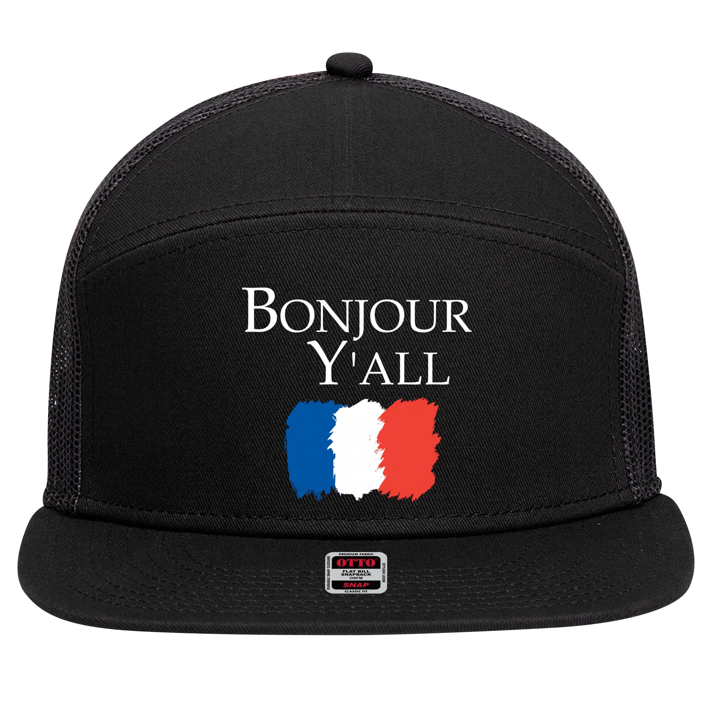 Bonjour Y'all French Parris 7 Panel Mesh Trucker Snapback Hat