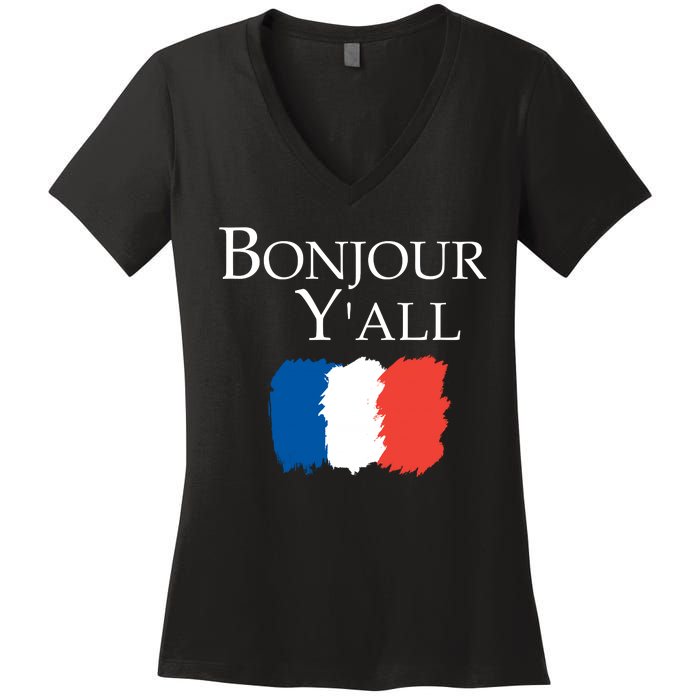 Bonjour Y'all French Parris Women's V-Neck T-Shirt