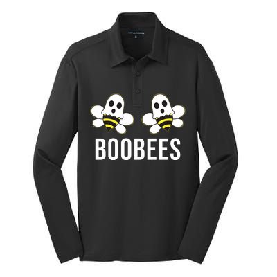 Boo Bees Halloween Boobees Silk Touch Performance Long Sleeve Polo